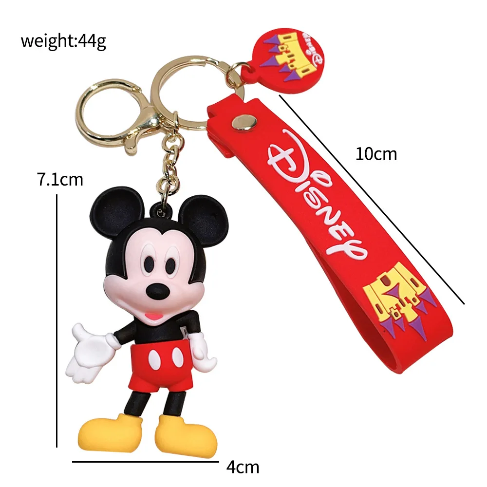 Color: light yellow - Disney Mickey Keychain Cartoon Stitch Cute Minnie Keyring Anime Student Bag Hanging All-match Car Key Chain Christmas Gifts