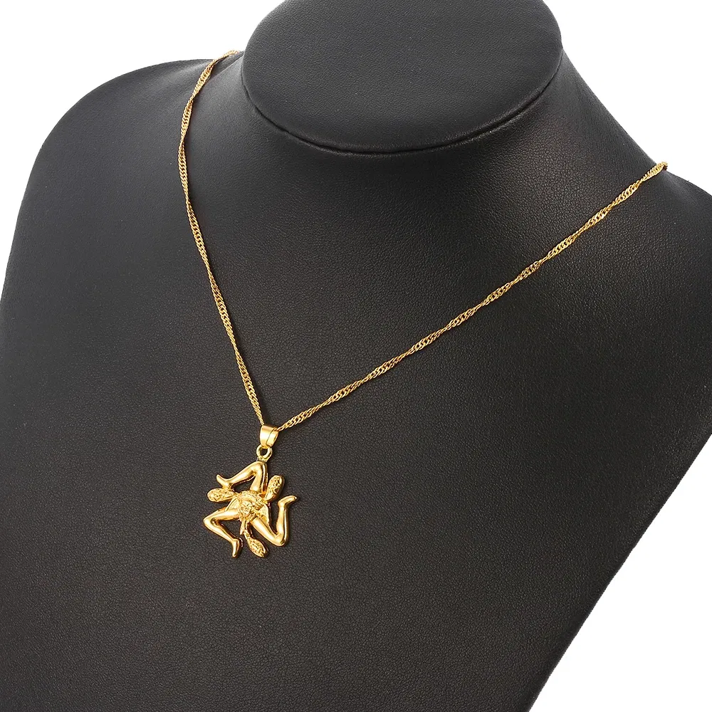 Italy Sicily Map Pendant Necklaces Italian Sicilia Charm Women Collar Gold Color Necklace Fashion Jewelry Chic Accessories
