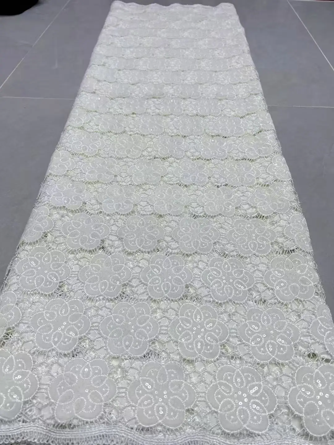 Color: GRAY, Width: 120cm, Length: 5 yards - Laser Cut Guipure Velvet Lace Fabric 2025 African Nigerian French Velvet Lace Fabric Luxury Korea Lace For Wedding Party Sewing