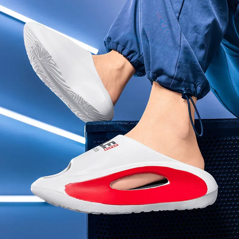 Color: Blue, Shoe Size: 36 - Men's Sandal Slippers New Summer Sneaker Slippers Men Thick Bottom Platform Slides Soft Eva Slippers Casual Beach Shoes