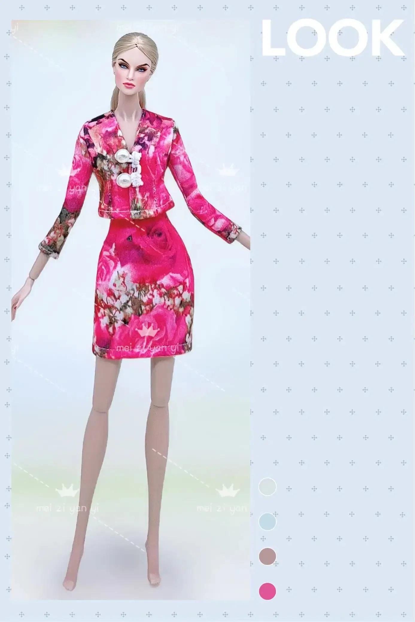 Color: Silver - for clothes pink for 30cm doll