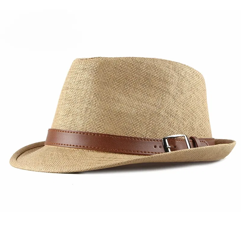 Color: green - Summer Straw Hat Male Korean Fashion Hat Female Sun Visor British Retro Gentleman Jazz Hat