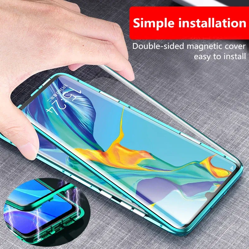 Color: Silver, Bundle: Case & Screen Protector, Material: Microfiber - 360 ?°Full Protection Metal Frame Magnetic Case For OPPO Reno 10 11 Pro 7 4G 7 Z 8 Lite 8Z 5G Double-Sided Glass Cover Cases