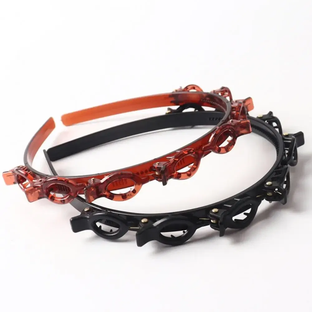 Color: Red, Ships From: CHINA - Hair Tie Stylish Double-layered Braided Headband Set with Clips Bangs Styling Tool Hair Hoop Design for Women Clip-in Braided