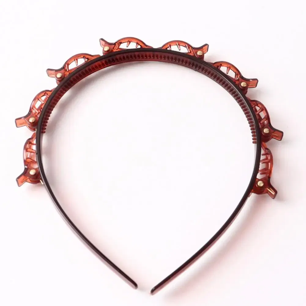 Color: Red, Ships From: CHINA - Hair Tie Stylish Double-layered Braided Headband Set with Clips Bangs Styling Tool Hair Hoop Design for Women Clip-in Braided