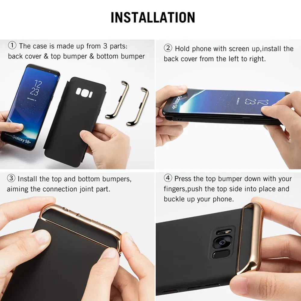 Color: Silver, Material: tpu - Luxury 3 in 1 Case for Samsung Galaxy S6 S7 Edge S8 S9 S10 Plus Note 8 9 Hard Cover J3 J5 J7 Pro 2017 J4 J6 J8 2018 A20 A30 A50