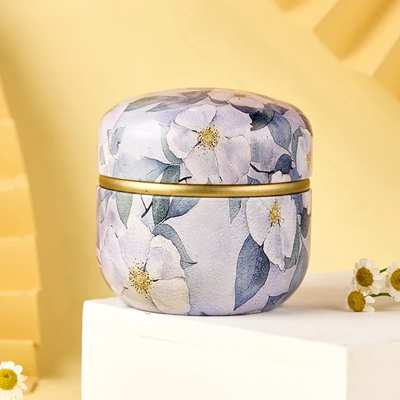 Tea Can Iron Can Flower Tea Can Round