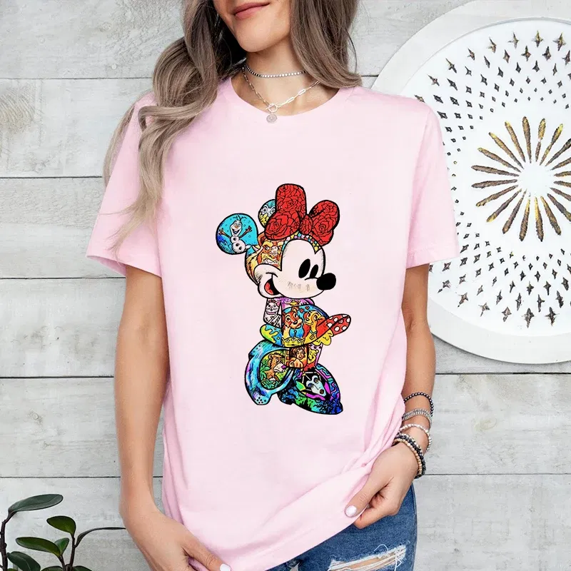 Color: green, Size: M - Disney Couples Mickey Mouse Minnie Print T-shirt Couples Men's and Women's Cotton Short Sleeve Casual Tops