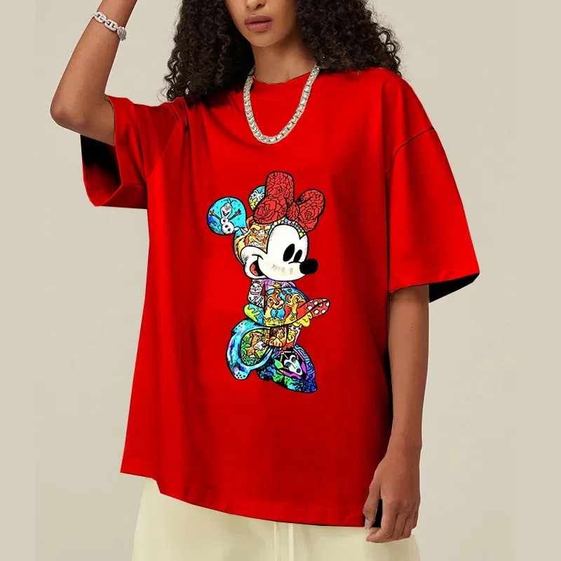 Color: green, Size: M - Disney Couples Mickey Mouse Minnie Print T-shirt Couples Men's and Women's Cotton Short Sleeve Casual Tops