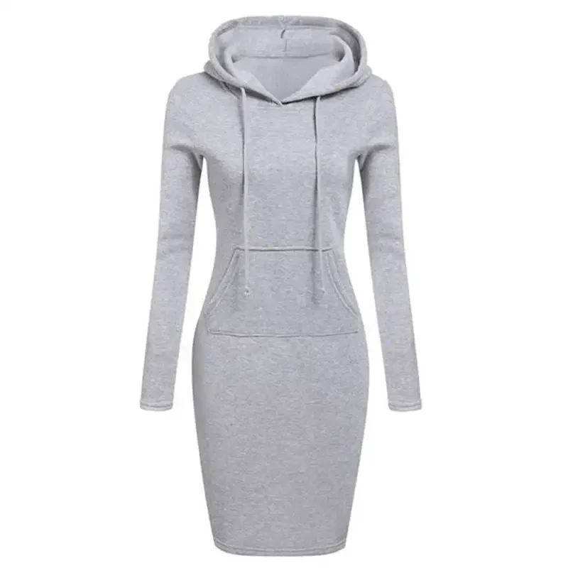 Color: Gold, Size: L - Ladies Dress Autumn Women Hooded Dresses Hoodies Women Sweatshirts Women Hoodies Dress Tops Ladies Clothing