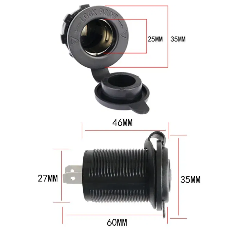 Color Name: Black - 1 2 3 Holes Panel 12V Waterproof Cigarette Lighter Socket Power Outlet Replacement DIY Kit for Car Boat ATV RV Truck