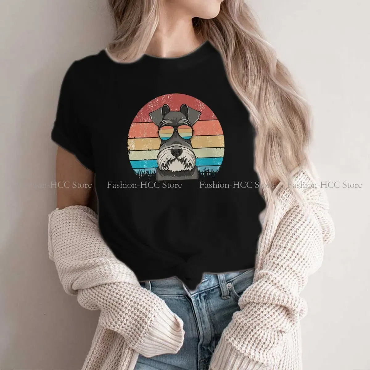 Color: WHITE, Size: S - Cool Dog Hip Hop Fashion Roar Best Schnauzer Dad Ever Newest Polyester TShirts  Female Style Tops T Shirt O Neck