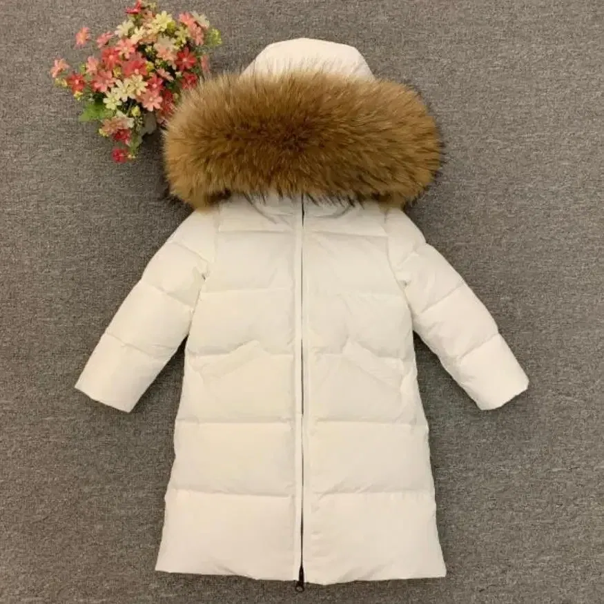 Color: Blue, Kid Size: 4T - Children Girl boy Winter real fur thickened down jackets 90 down Long Coat jacket overcoat baby kids clothing -30 outwear ws1245