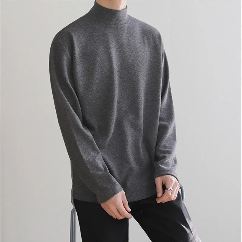 Color: black, Size: XL - Yasuk Spring Autumn Winter Solid Casual Plush Turtleneck Men's Loose Bottom Double Faced Velvet Sweater Simple Warm BigSize