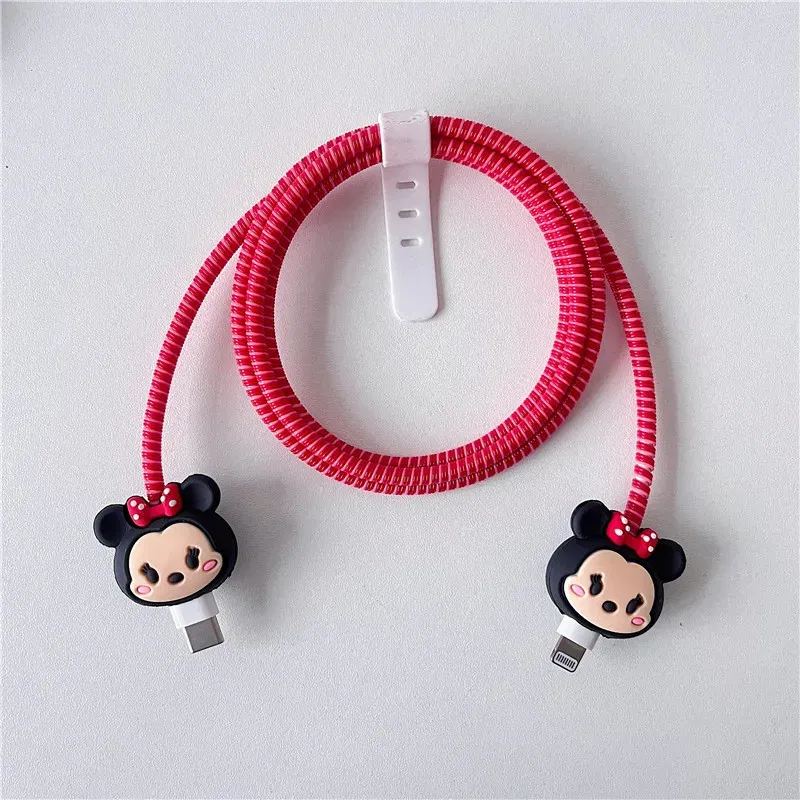 Color: Orange - 4pcs/set New Cute Cartoon Bite Data Cable Protection Case for Apple Huawei Charging Cable Universal Fall Protection Case