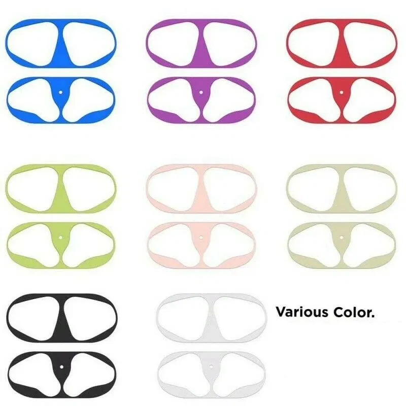 Color: Blue, Size: 2XS - For Apple Airpods 1 2 3 Pro Pro2 Earphone Charging Box Dustproof Sticker Anti-dust Waterproof Metal Dust Guard Stickers