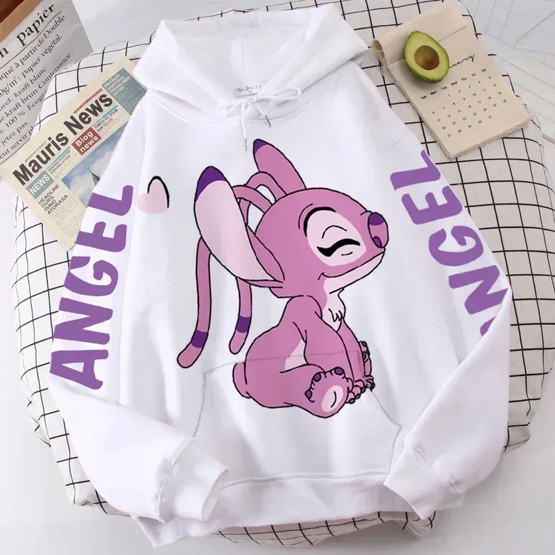 Color: PURPLE, Size: 8T - Disney Hoodie Fashion Stitch Angel Monster Letter Cartoon Sweatshirt Pullover Cute Harajuku Unisex Women's Pocket Top