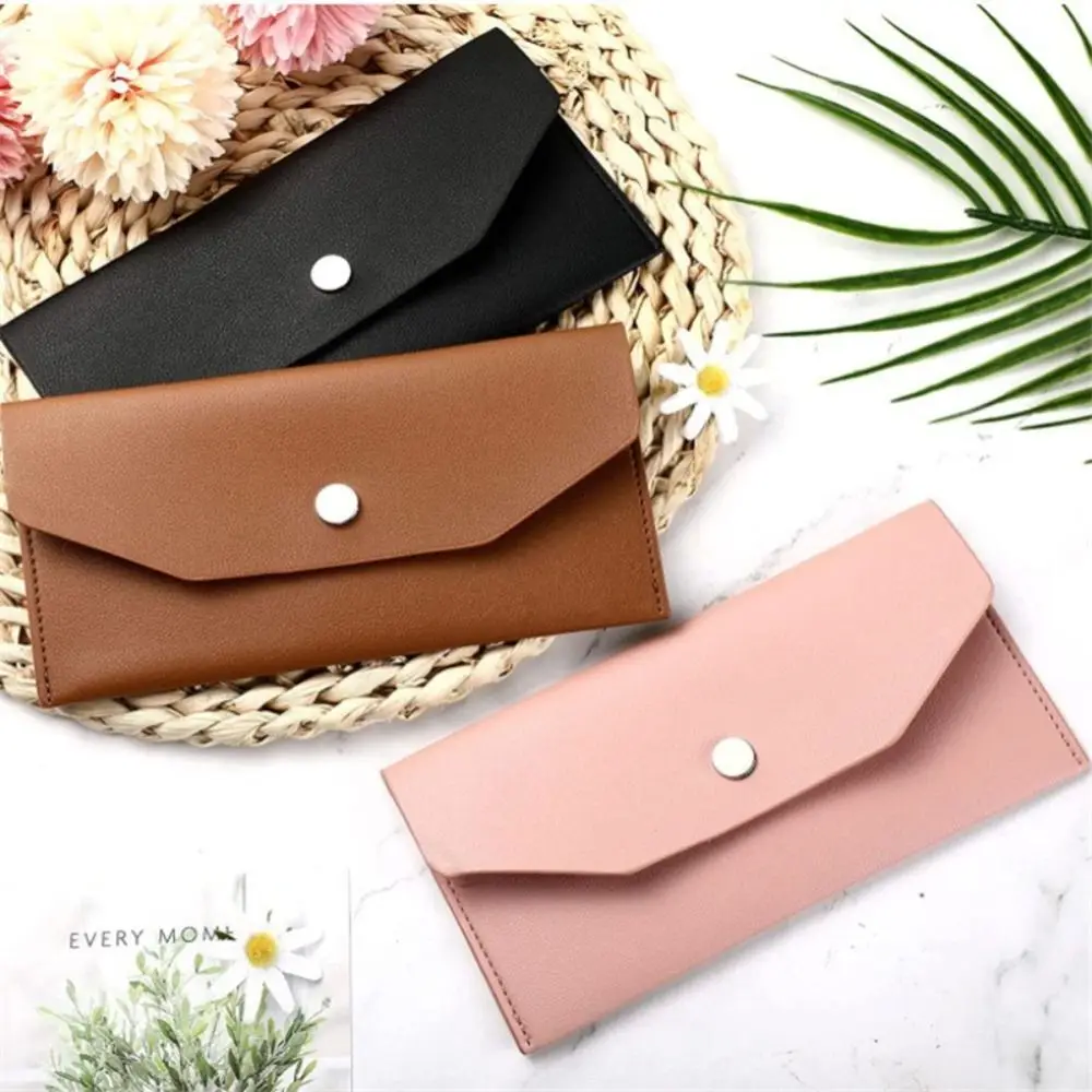 Color: Clear - Ultra-thin Cash Envelope Wallet Wear-resistant PU Leather Money Binder Organizer Waterproof Pouch Name Card Holder Male Female