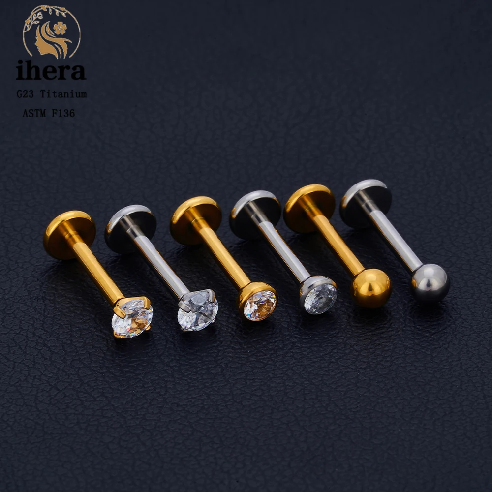 Metal color: SILVER PLATED, Ships From: CHINA, Main Stone Color: Red - 10PCS G23 Titanium Lip Ring Labret Piercing Stud Earring CZ 16/18/20G Push Pin Ear Tragus Cartilage Helix Conch Pierc? Jewelry