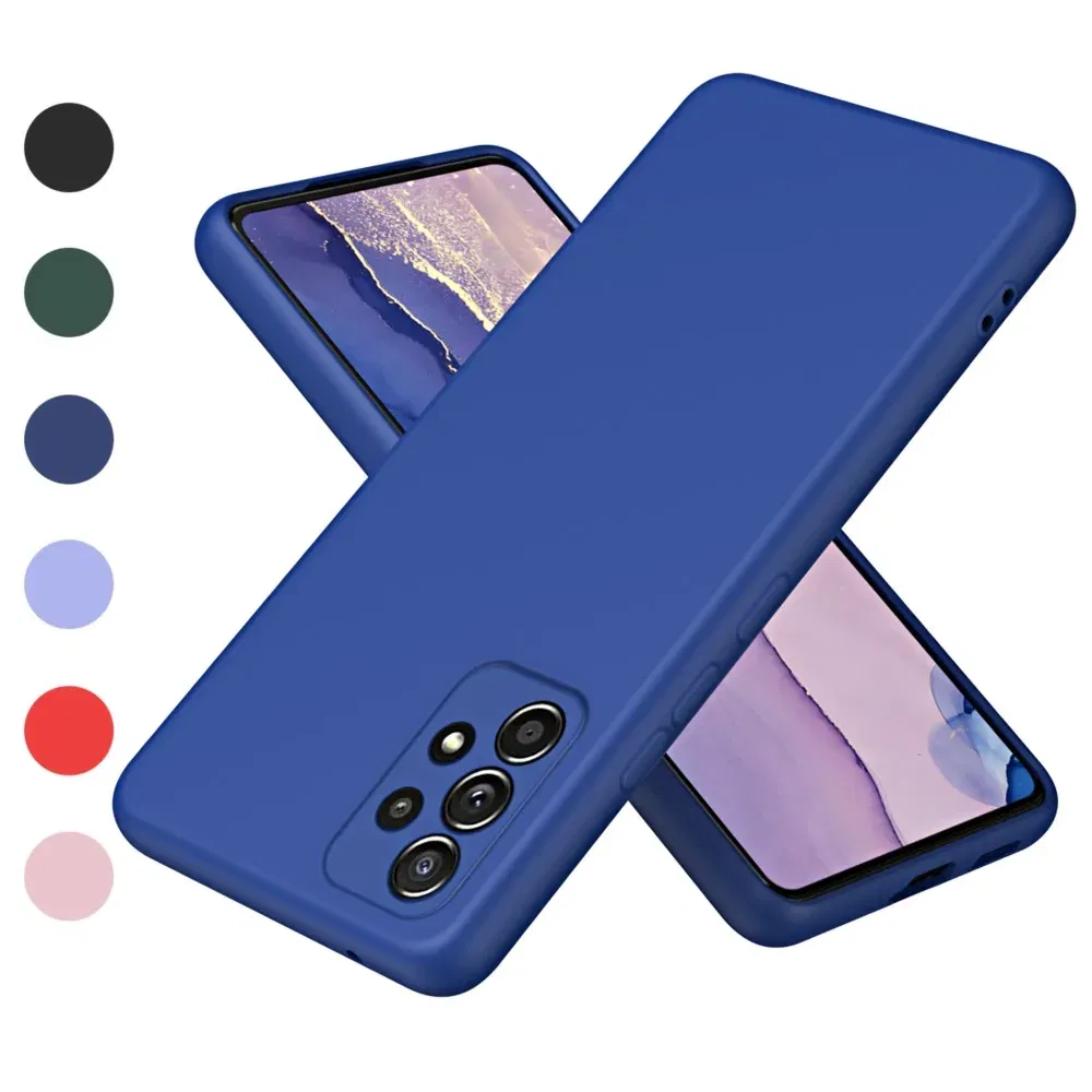 Color: Red, Material: Acrylic - Solid Silicone Protect Case For Samsung Galaxy A13 A23 A33 A53 A73 A12 A22 A32 A52 A52S A72 A04 A04S A14 A24 4G A34 A54 Cover