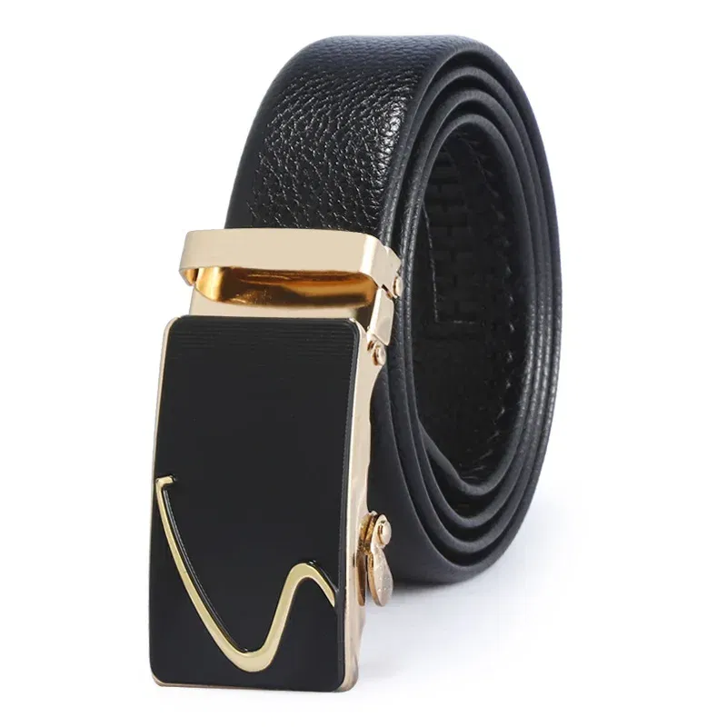 Color: Silver, Belt Length: 120cm - Man PU Leather Belt High Quality Men Business Belt Golden Automatic Buckle Waist Buckle Rhinestone Decoration Males Luxury Belt
