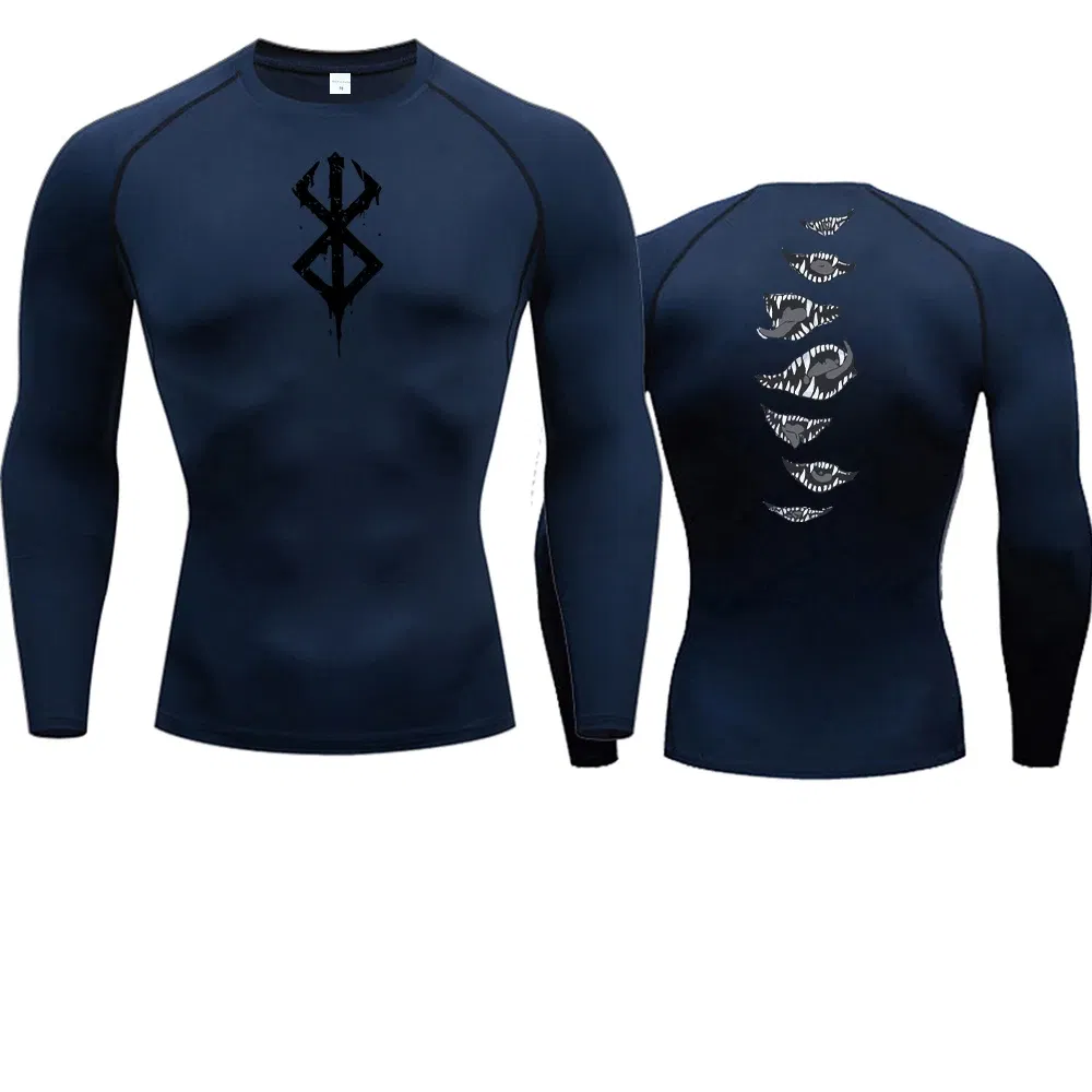 Color: PURPLE, Size: XXXL - 2024Anime Berserk Guts Men's Compression Shirt Fitness Sport Running Tight Gym TShirts Athletic Quick Dry Tops Tee Summer