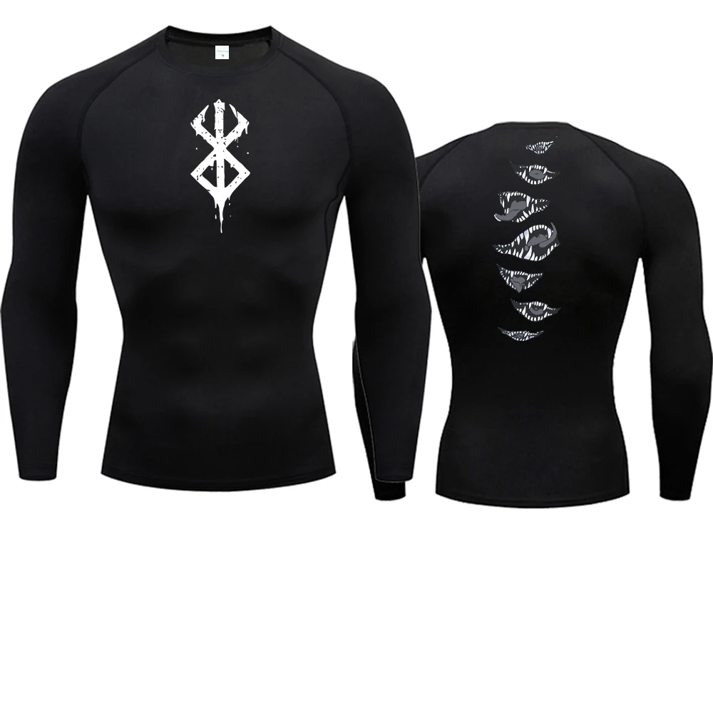 Color: PURPLE, Size: XXXL - 2024Anime Berserk Guts Men's Compression Shirt Fitness Sport Running Tight Gym TShirts Athletic Quick Dry Tops Tee Summer