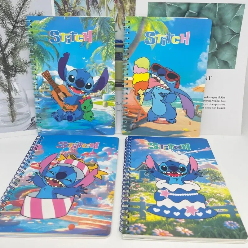 Color: Orange - Disney Stitch Notebook Cute Cartoon Anime Students Notepad Kids Diary Fashion Stationery Learning Supplies Kawaii Holiday Gifts
