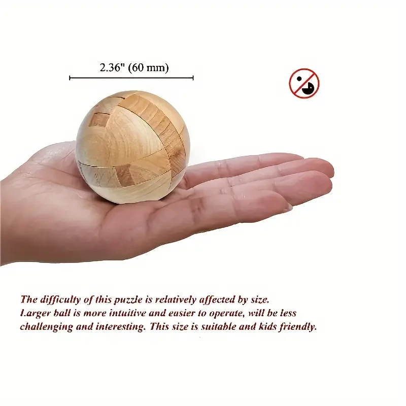 Wooden Magic Ball Puzzle Brain Teaser Toy & Intelligence Game