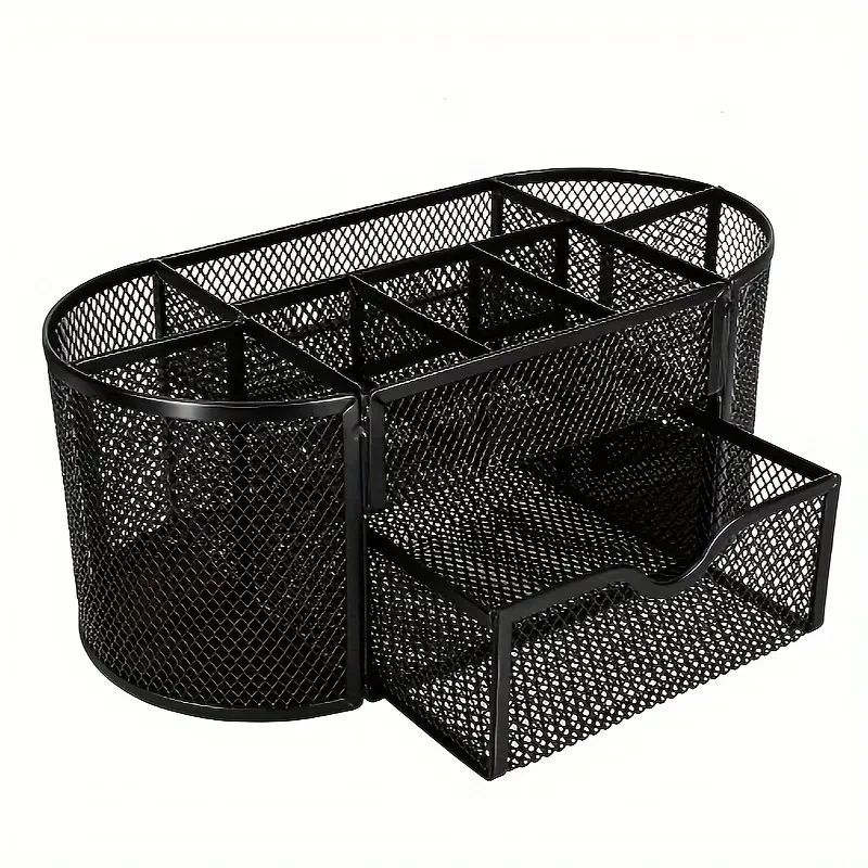 Pen Holder Mesh Desk Tidy Desktop Stationery Organizer with Drawer