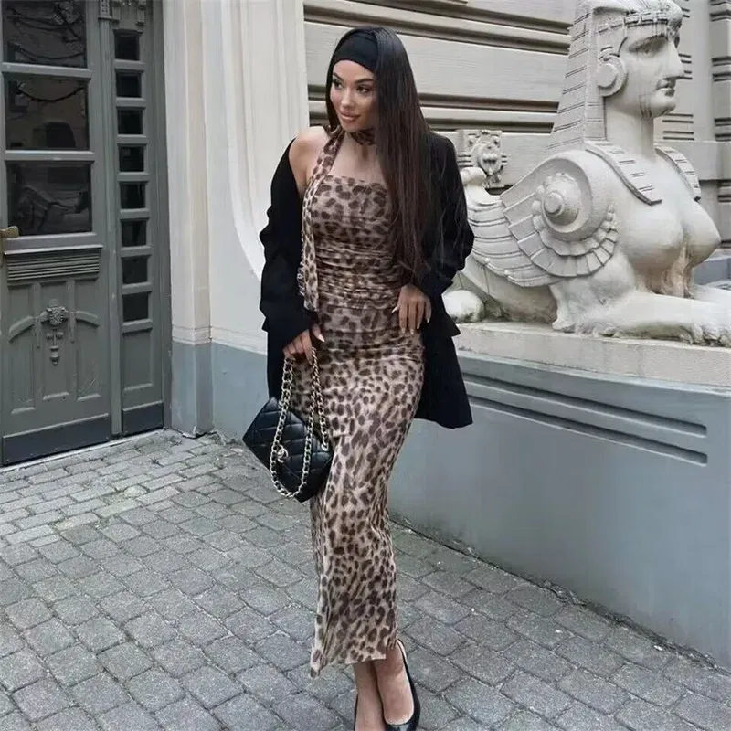 Color: SKY BLUE, Size: L - TRAF 2024 Woman Off Shoulder Tulle Crop Top Women Ruched Leopard Print Sexy Tube Tops Summer Sleeveless Backless Bandeau Top