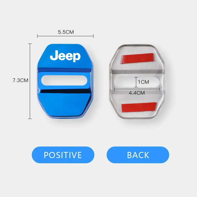 Color Name: GRAY - 4Pcs Car Door Lock Cover Stainless Steel Protection Accessories For Jeep Wrangler Renegade Compass Grand Cherokee Patriot