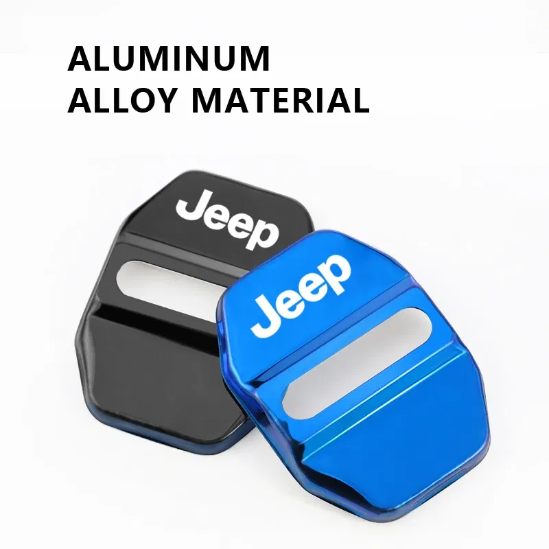 Color Name: GRAY - 4Pcs Car Door Lock Cover Stainless Steel Protection Accessories For Jeep Wrangler Renegade Compass Grand Cherokee Patriot