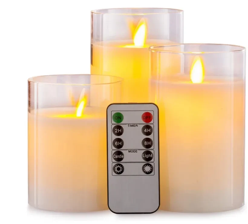 Candle Light Simulation LED Electronic Candle Light Decorative Glass Shade Light