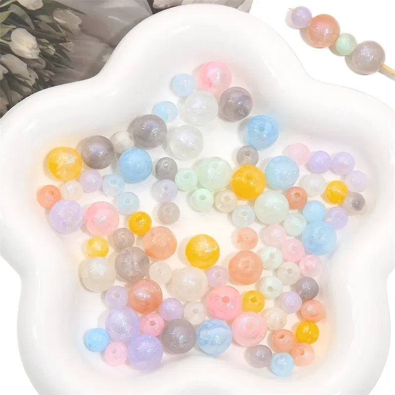 Color: Red, Ships From: CN - 20/50pcs 8/12mm Acrylic Round Pearl Luster Beads for Earring Necklace Keychain DIY Jewelry Making