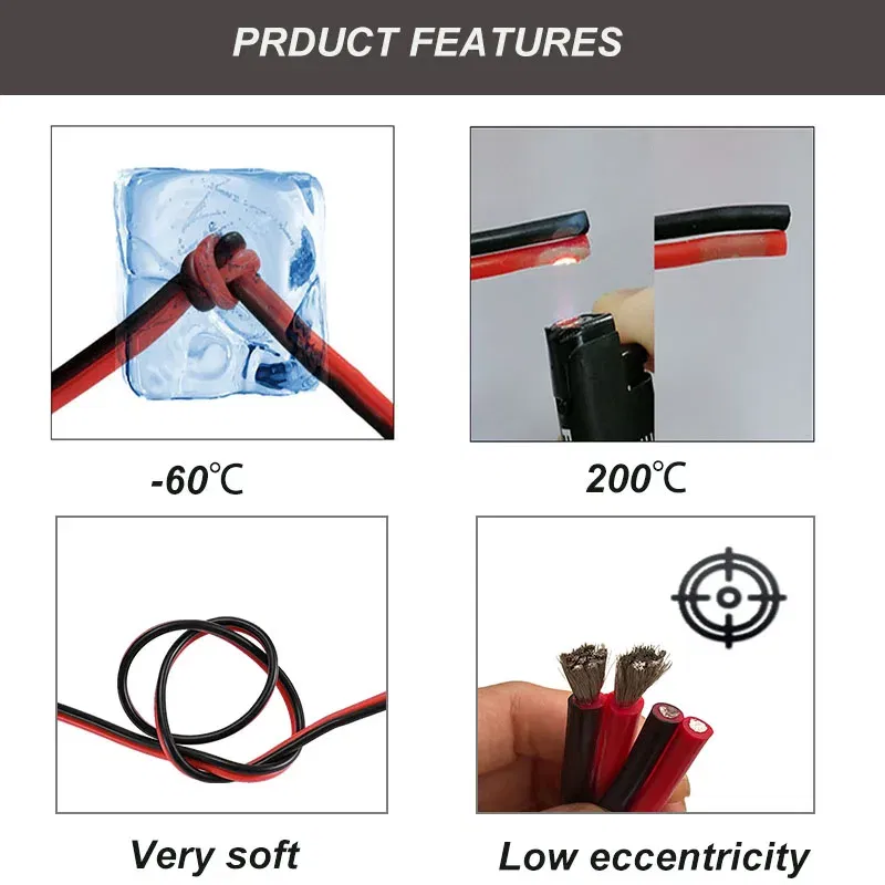 Color: WHITE, Specification: 30 AWG, Length: 10m - Super Soft 2 Pin Red and Black Silicone Cable 28awg 26awg 24 22 20 18 16 14 12awg 10awg 8awg High Temperature Tinned Copper Wire