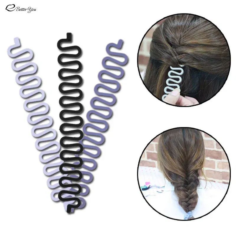 Color: PURPLE - 8 Colors Lady French Hair Braiding Tool Hair Twist Braider Easy to Use DIY Accessories Fashion Salon Women Braider Maker Tool