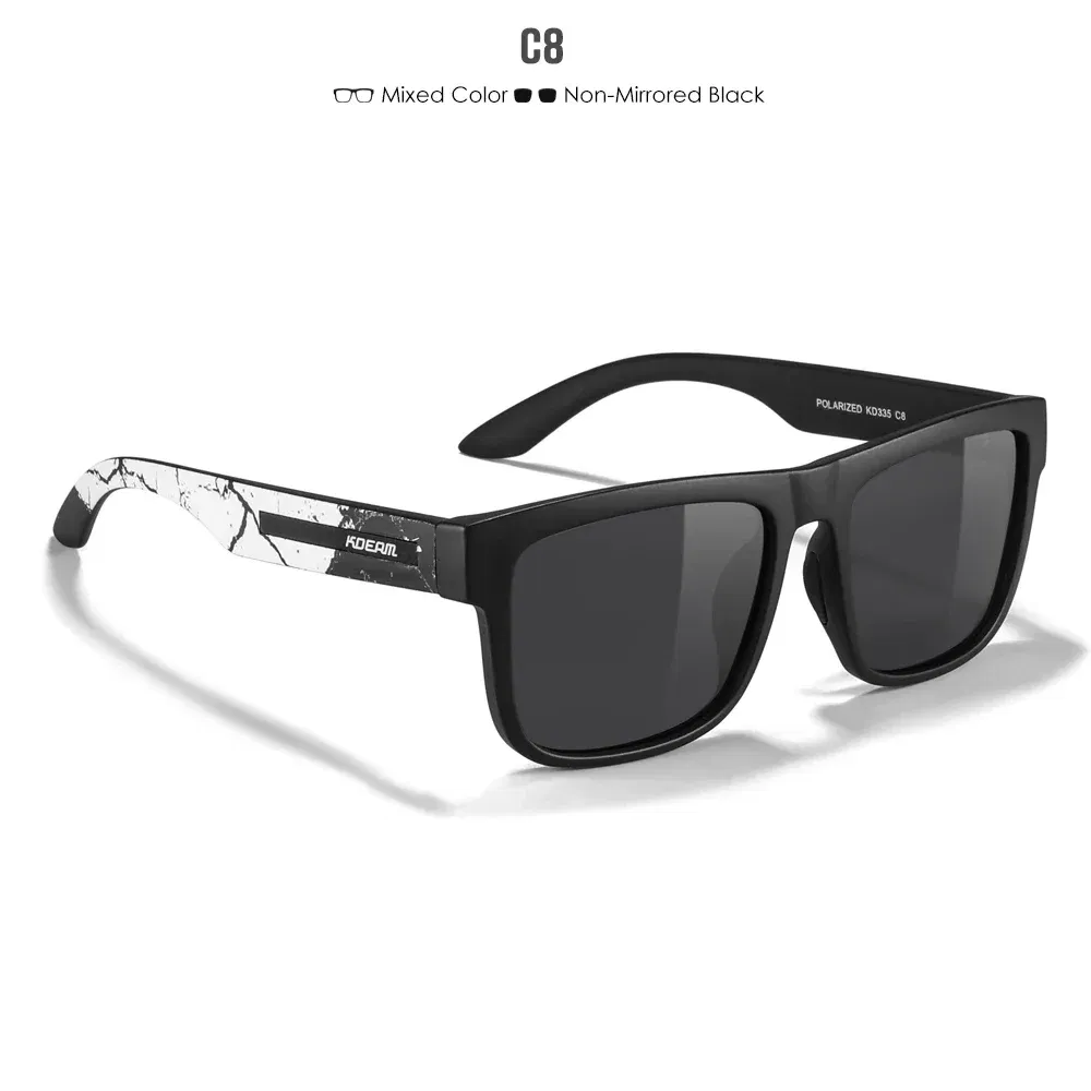 Lenses Color: GRAY, Frame Color: WHITE - 2024 KDEAM New Polarized Sunglasses For Men White Frame UV400 Protection Lens Black Driving Sun Glasses Fishing Eyewear