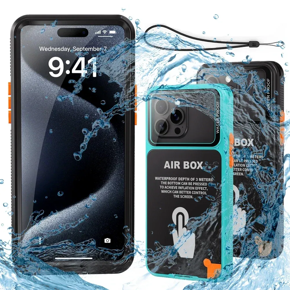 Color: Beige, Material: EVA - IP68 Waterproof Phone Case For iPhone 15 14 13 12 Pro Max Plus Underwater Taking Shockproof Dustproof Swimming Diving Cover