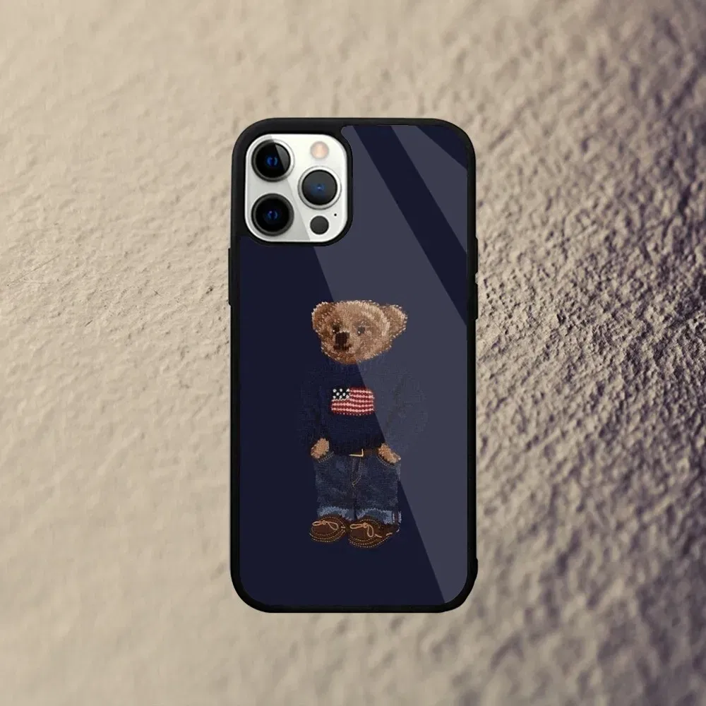 Color: Blue, Material: Genuine Leather - Baron F-Filou Bear Fashion Phone Case For iPhone 15,14,13,12,11,Plus,Pro,Max Mini Magsafe Magnetic Wireless Charging
