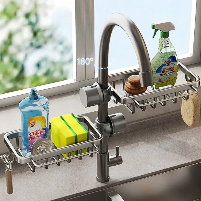 Color: multi - New Rust-proof Kithen Faucet Drainer Rack Sponge Towel Holder Shelf Bathroom Soap Organizer Stand Sink Accessories Storage Stand