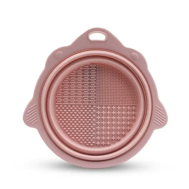 Color: Orange - Makeup Brush Cleaner Cleaning Bowl Brush Tool Set Thorough Cleaning Without Hurting Bristles Wet & Dry Powder Puff Dry Cleaner