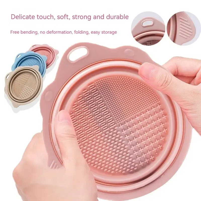 Color: Orange - Makeup Brush Cleaner Cleaning Bowl Brush Tool Set Thorough Cleaning Without Hurting Bristles Wet & Dry Powder Puff Dry Cleaner