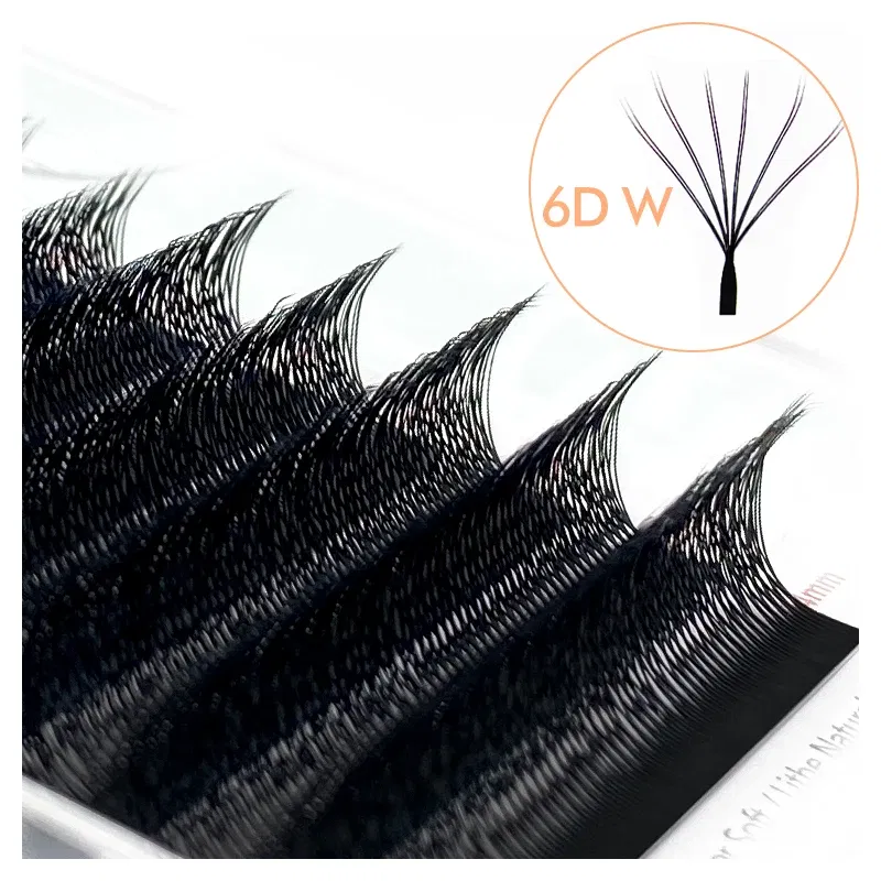 Color: Brushed Brass, Curl: D, Thickness: 0.07mm, Length: MIX - NATUHANA 3D 4D WW Shaped Eyelash extensions 0.07mm C D L LU Curl Premade Fans Faux Mink Volume Lashes Korean Make Up Tool