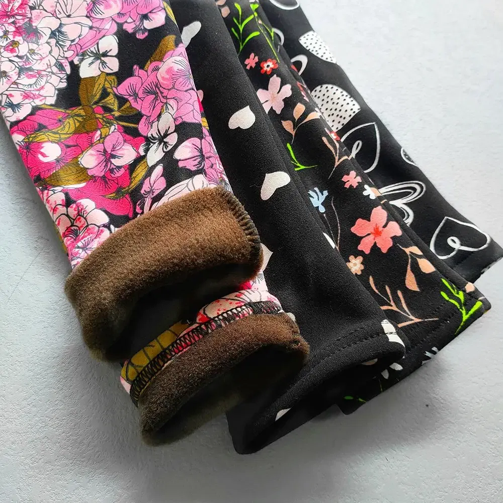Color: Blue, Kid Size: 9 - Autumn Winter Print Flowers Thick Warm Kids Toddler Baby Girls Leggings Children's Pants