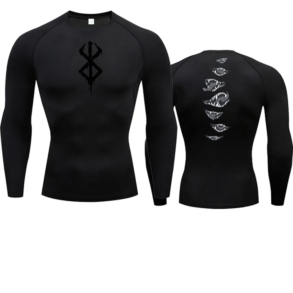 Color: army green, Size: L - 2024Anime Berserk Guts Men's Compression Shirt Fitness Sport Running Tight Gym TShirts Athletic Quick Dry Tops Tee Summer