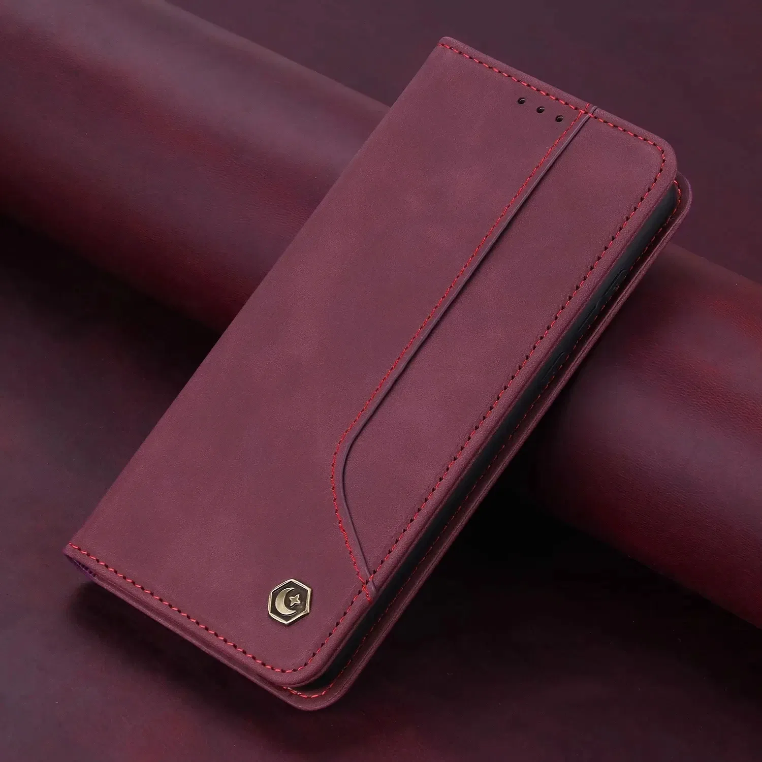 Color: Red, Material: Microfiber - Flip Leather Case For Xiaomi Mi 13 12T 11T 10T 11 12 Lite Pro 5G Poco F5 X5 Pro M6 M5S M4 F4 F3 X3 X4 GT Magnet Wallet Cover
