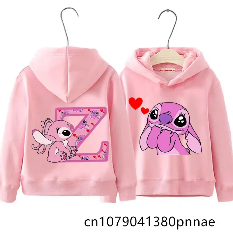 Color: MULTI, Kid Size: 5 - Girls Boys Lilo and Stitch Sportswear Hoodies Casual Fashion Sweatshirts Angel Letter AZ Anime Autumn/Winter Hoodie Kids Hoodies