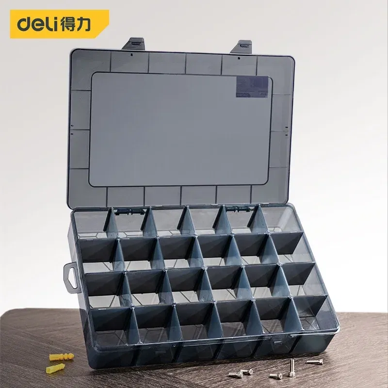 Color: Blue - 1Pcs Multi-lattice Slots Tool Case Storage Boxes Adjustable Transparent Tool Box Screw Craft Jewelry Accessories Organizer Box