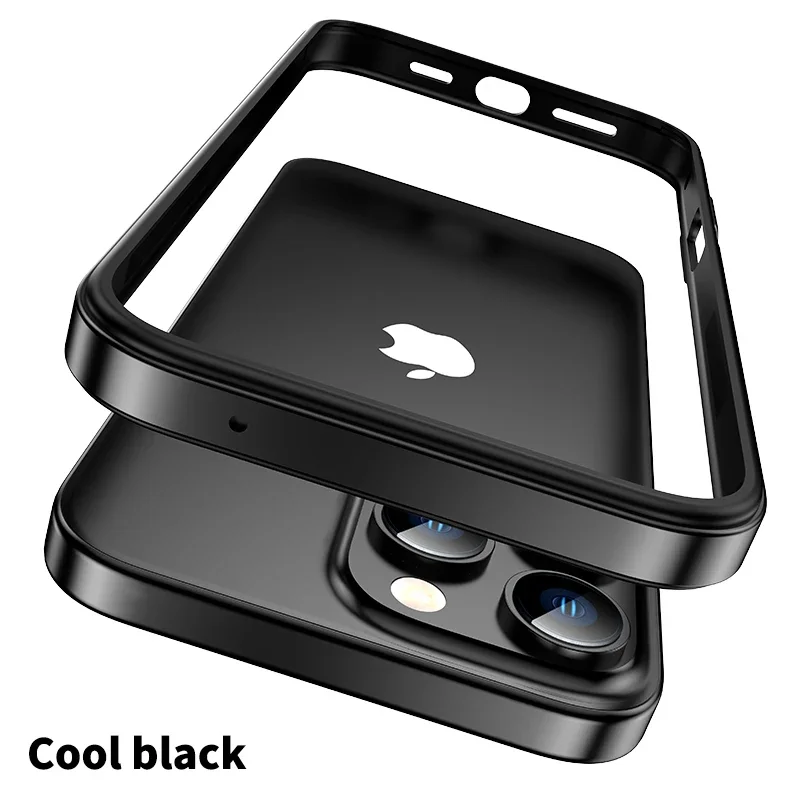 Color: Blue, Material: CANVAS - Titanium Metal Frame Bumper Shockproof Case for IPhone 16 15 Pro Max Plus 5G for Apple Solid Colour Protection Phone Cover